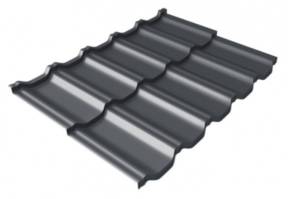 Металлочерепица модульная Квинта Uno Grand Line c 3D резом 0,5 Satin Мatt RAL 7024 мокрый асфальт купить в Южно-Сахалинске