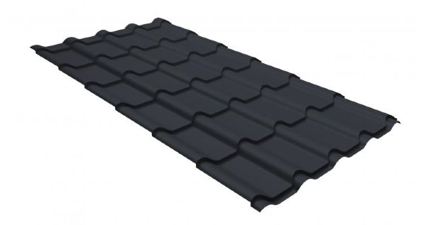 Металлочерепица камея GL 0,5 GreenCoat Pural RR 23 темно-серый (RAL 7024 мокрый асфальт) купить в Южно-Сахалинске