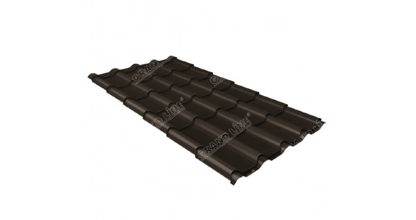 Металлочерепица камея GL 0,5 GreenCoat Pural RR 32 темно-коричневый (RAL 8019 серо-коричневый) купить в Южно-Сахалинске