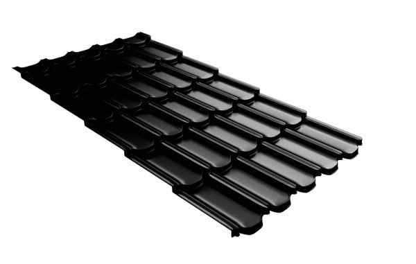 Металлочерепица квинта плюс с 3D резом 0,5 GreenСoat Pural Matt RR 33 черный (RAL 9005 черный) купить в Южно-Сахалинске