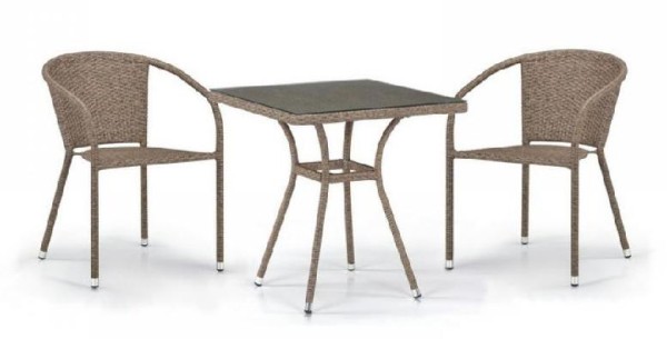 Комплект плетеной мебели AFINA из иск. ротанга T282BNT/Y137C-W56 Light Brown 2Pcs купить в Южно-Сахалинске