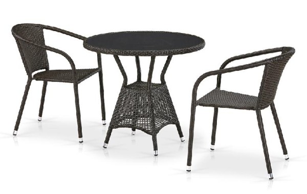 Комплект плетеной мебели AFINA из иск. ротанга T707ANS/Y137C-W53 Brown 2Pcs купить в Южно-Сахалинске