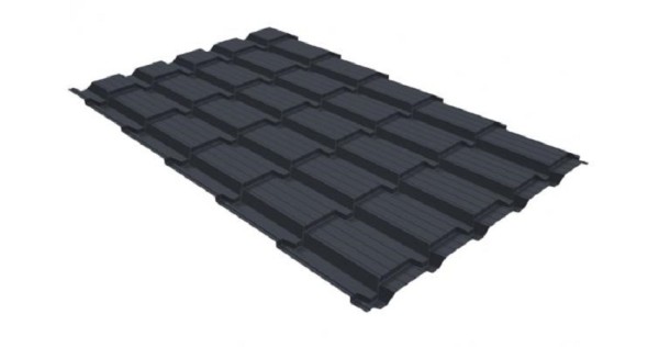 Металлочерепица GL квадро профи 0,5 GreenCoat Pural RR 23 темно-серый (RAL 7024) мокрый асфальт купить в Южно-Сахалинске