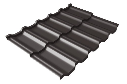 Металлочерепица модульная Квинта Uno Grand Line c 3D резом 0,5 GreenСoat Pural Matt RR 32 темно-коричневый (RAL 8019 серо-коричневый) купить в Южно-Сахалинске