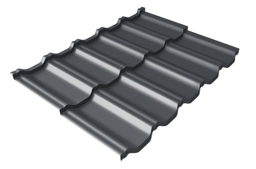 Металлочерепица модульная Квинта Uno Grand Line c 3D резом 0,45 Drap RAL 7024 мокрый асфальт купить в Южно-Сахалинске