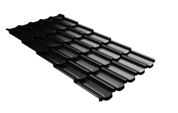 Металлочерепица квинта плюс с 3D резом 0,5 Satin RAL 9005 черный купить в Южно-Сахалинске