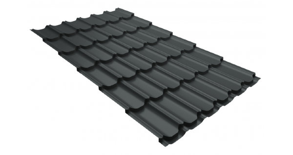 Металлочерепица квинта плюс 0,5 GreenCoat Pural Matt RR 23 темно-серый (RAL 7024 мокрый асфальт) купить в Южно-Сахалинске