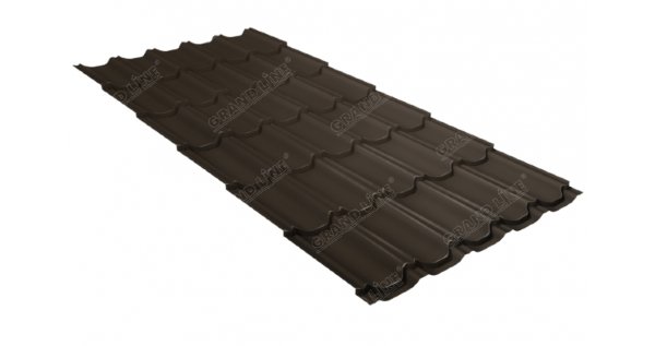 Металлочерепица квинта плюс 0,5 GreenCoat Pural Matt RR 32 темно-коричневый (RAL 8019 серо-коричневый) купить в Южно-Сахалинске